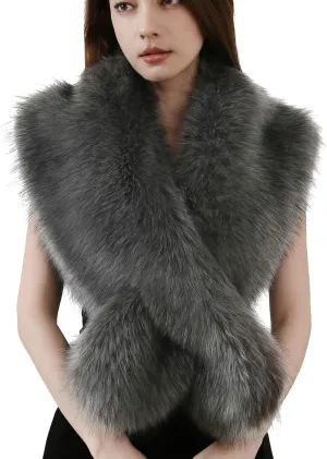Dikoaina Extra Large Women's Faux Fur Collar for Winter Coat