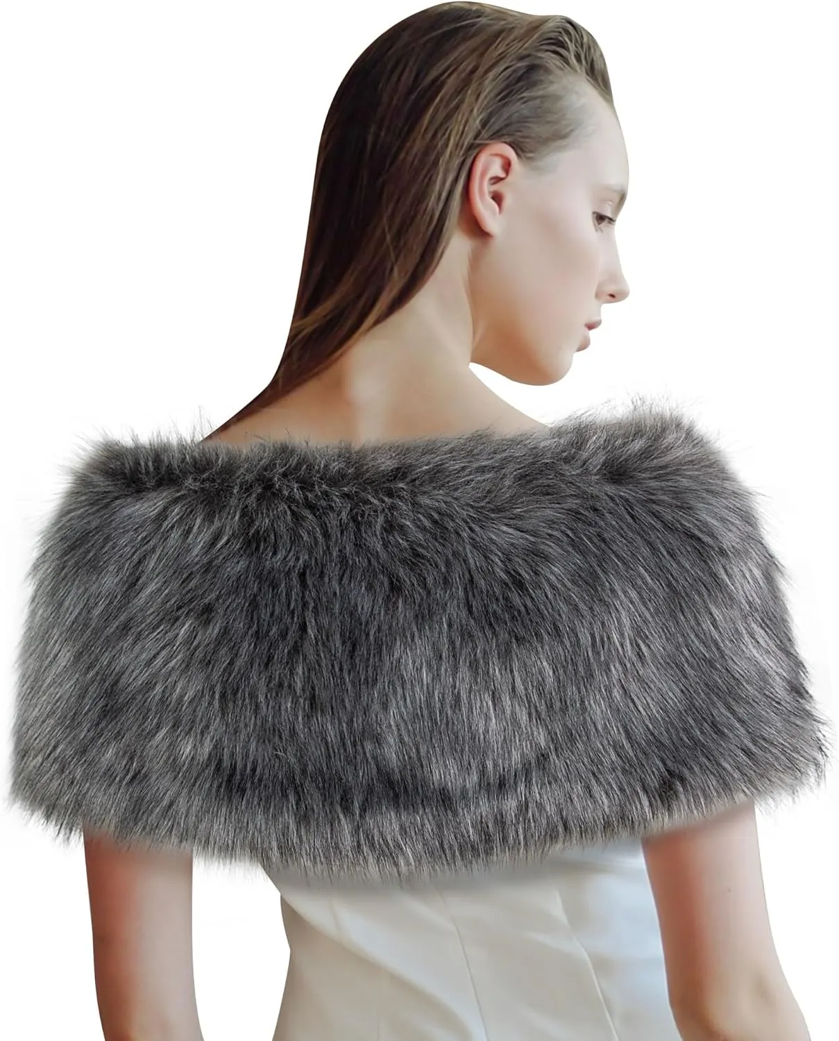 Dikoaina Extra Large Women's Faux Fur Collar for Winter Coat