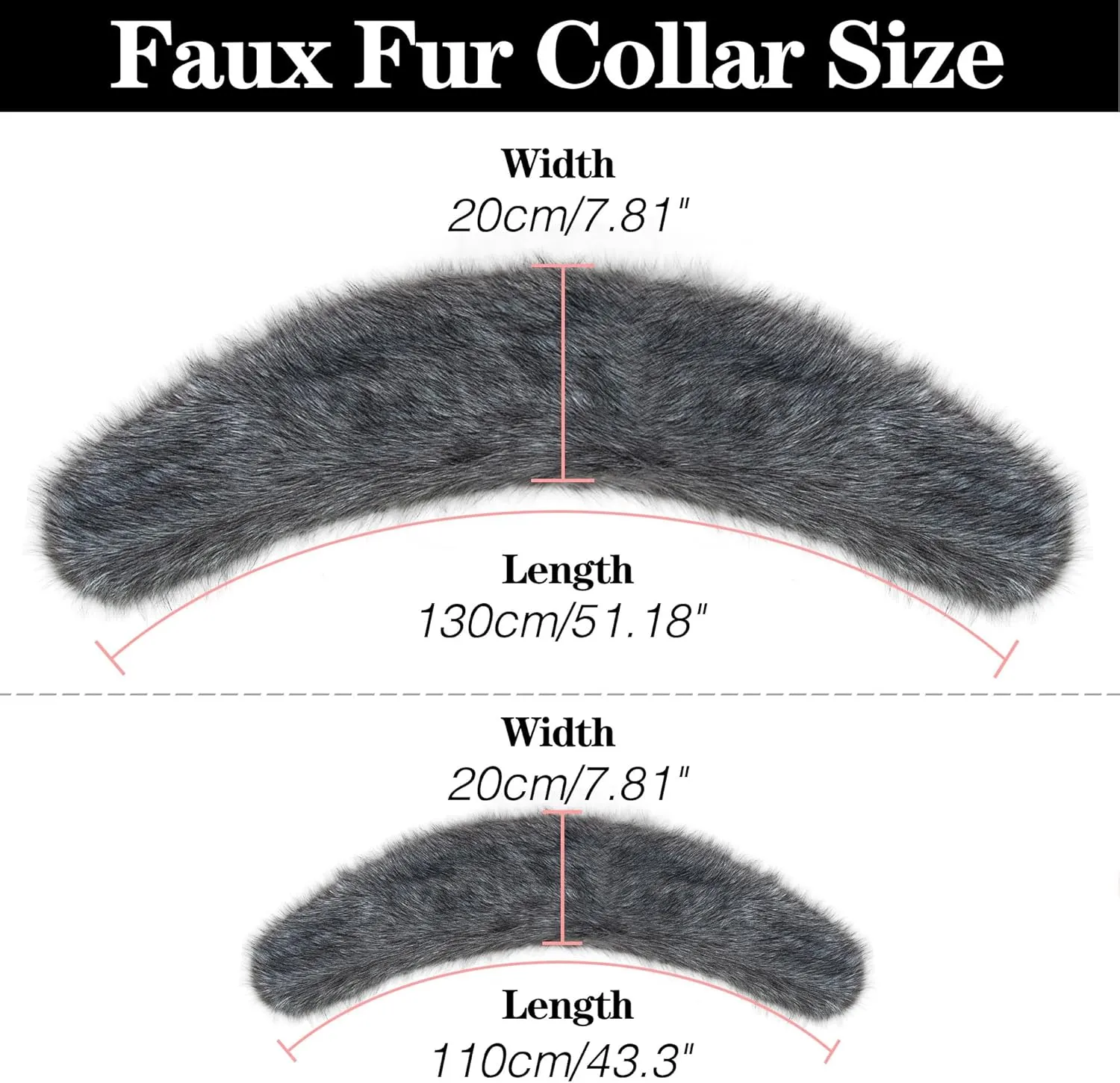 Dikoaina Extra Large Women's Faux Fur Collar for Winter Coat
