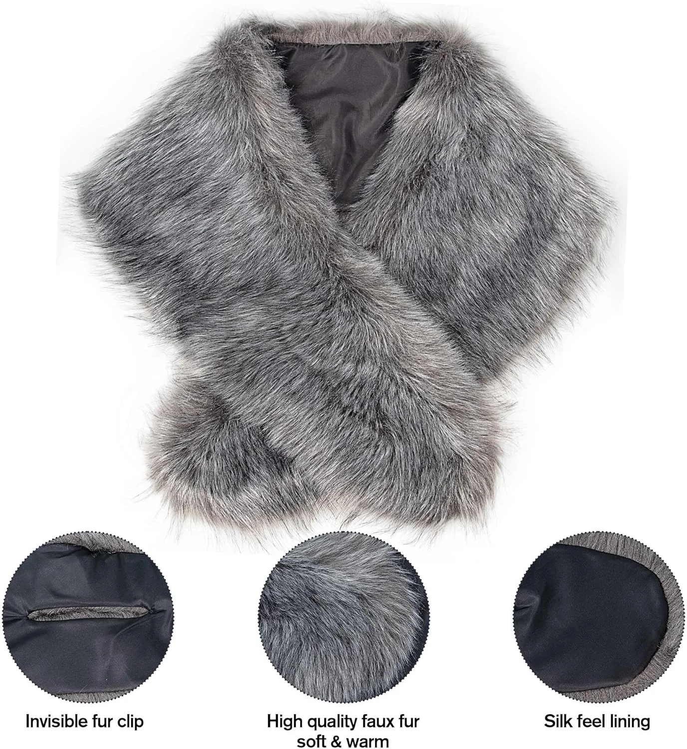 Dikoaina Extra Large Women's Faux Fur Collar for Winter Coat
