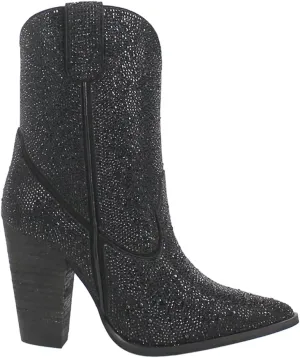 Dingo Womens Neon Moon Rhinestone Pointed Toe Zippered Casual Boots Ankle High Heel 3" & Up - Pink