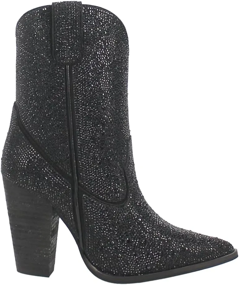 Dingo Womens Neon Moon Rhinestone Pointed Toe Zippered Casual Boots Ankle High Heel 3" & Up - Pink