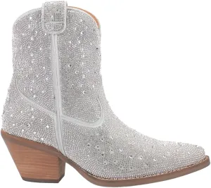 Dingo Womens Neon Moon Rhinestone Pointed Toe Zippered Casual Boots Ankle High Heel 3" & Up - Pink