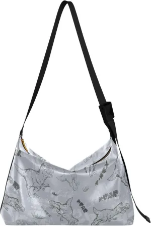 Dino Trex Roar Gray Hobo Women Handbag Leather Large Crossbody Purses Cartoon Animal Print Designer Shoulder Purse