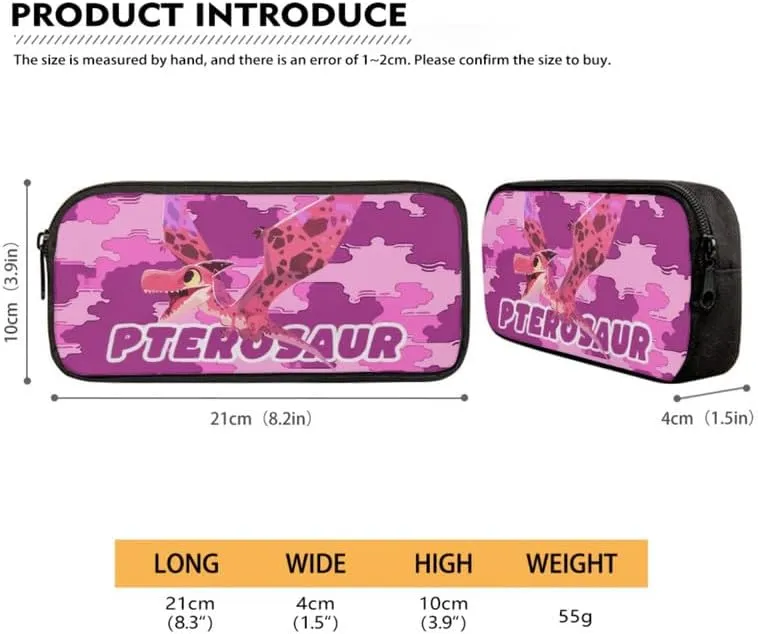 Dinosaur Kids Backpack and Pencil Case Set for Elementary School, Pterosaur Dino 3PCS School Bag Set with Insulated Lunch Box, Pink Camo Bookbag for Teens Kids