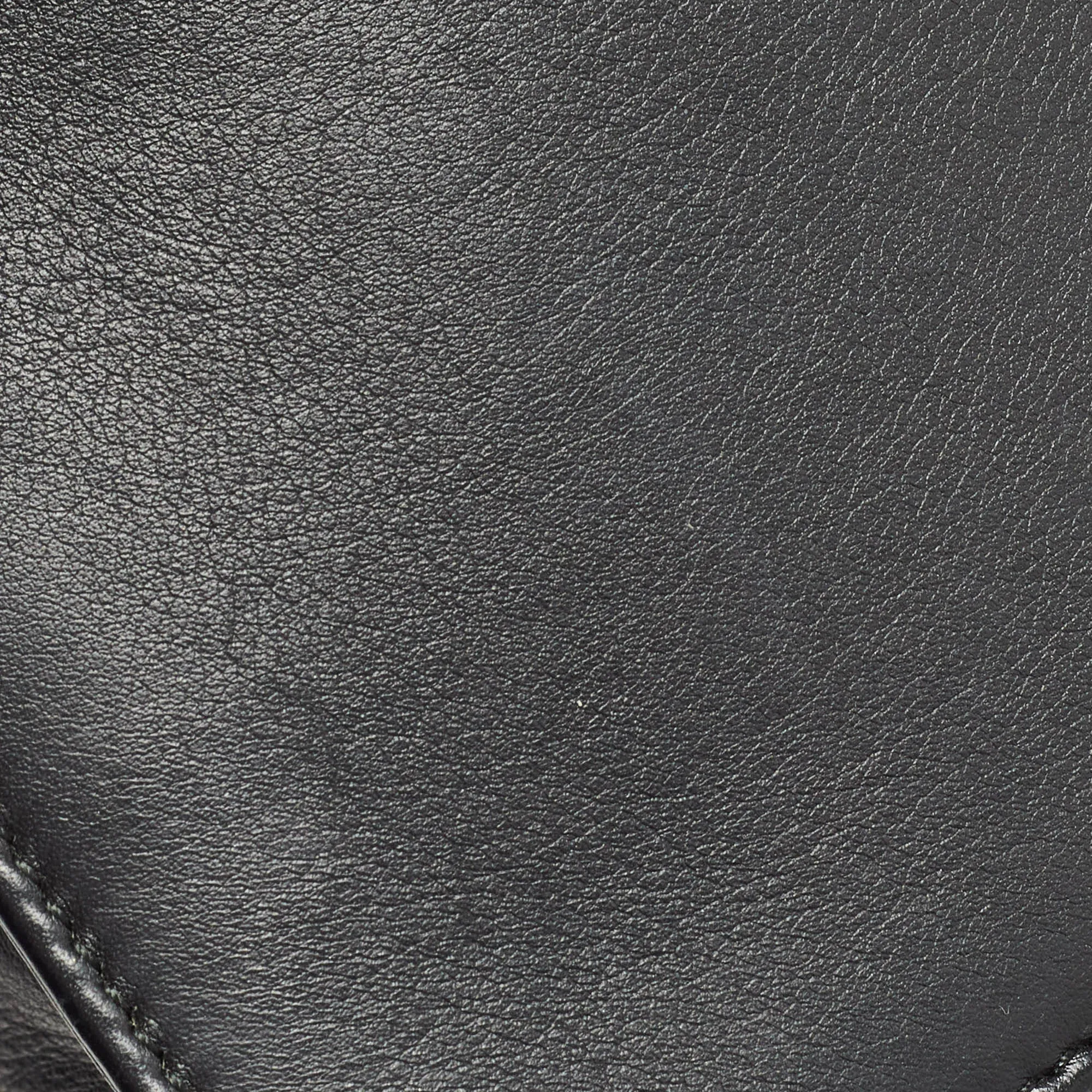 DIOR Black Leather Medium Patch ama Flap Shoulder Bag