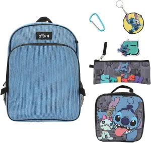 Disney's Stitch 5-Piece Mesh Backpack & Lunchbox Set