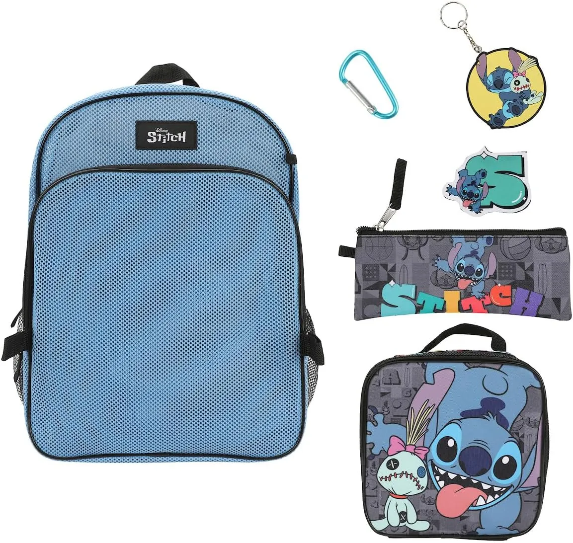 Disney's Stitch 5-Piece Mesh Backpack & Lunchbox Set