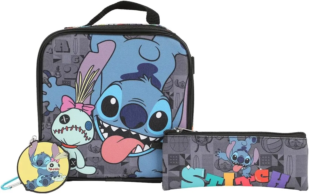 Disney's Stitch 5-Piece Mesh Backpack & Lunchbox Set