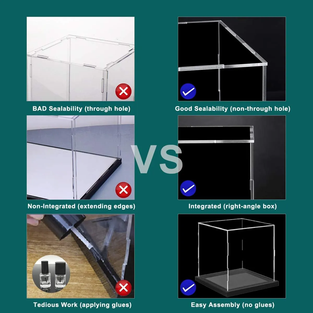 Display Case with Lid for Collectibles, 11 Inch Acrylic Box with Black Velvet Base for Display, Alternative Glass Display Case for Football, Figures and Toys [11x11x11 inch]