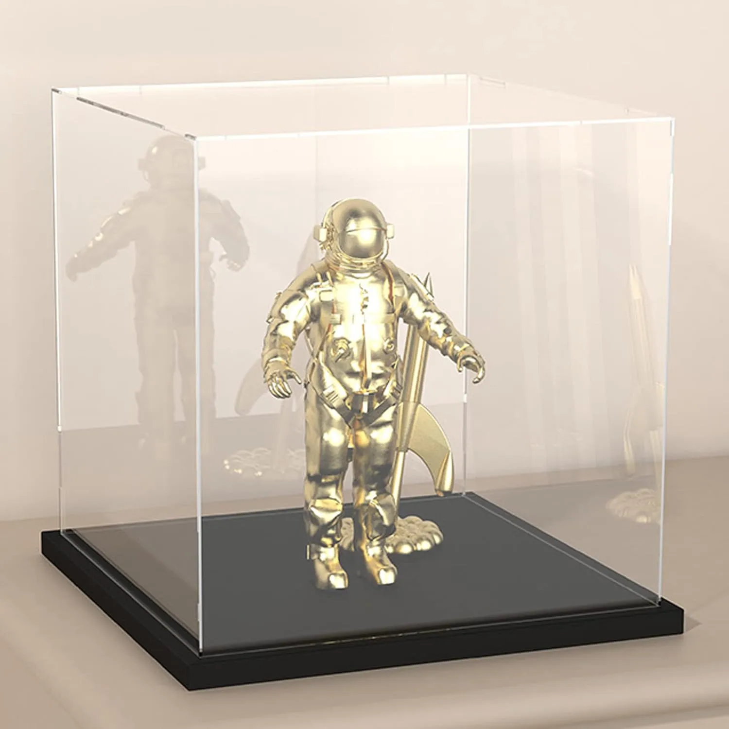 Display Case with Lid for Collectibles, 11 Inch Acrylic Box with Black Velvet Base for Display, Alternative Glass Display Case for Football, Figures and Toys [11x11x11 inch]