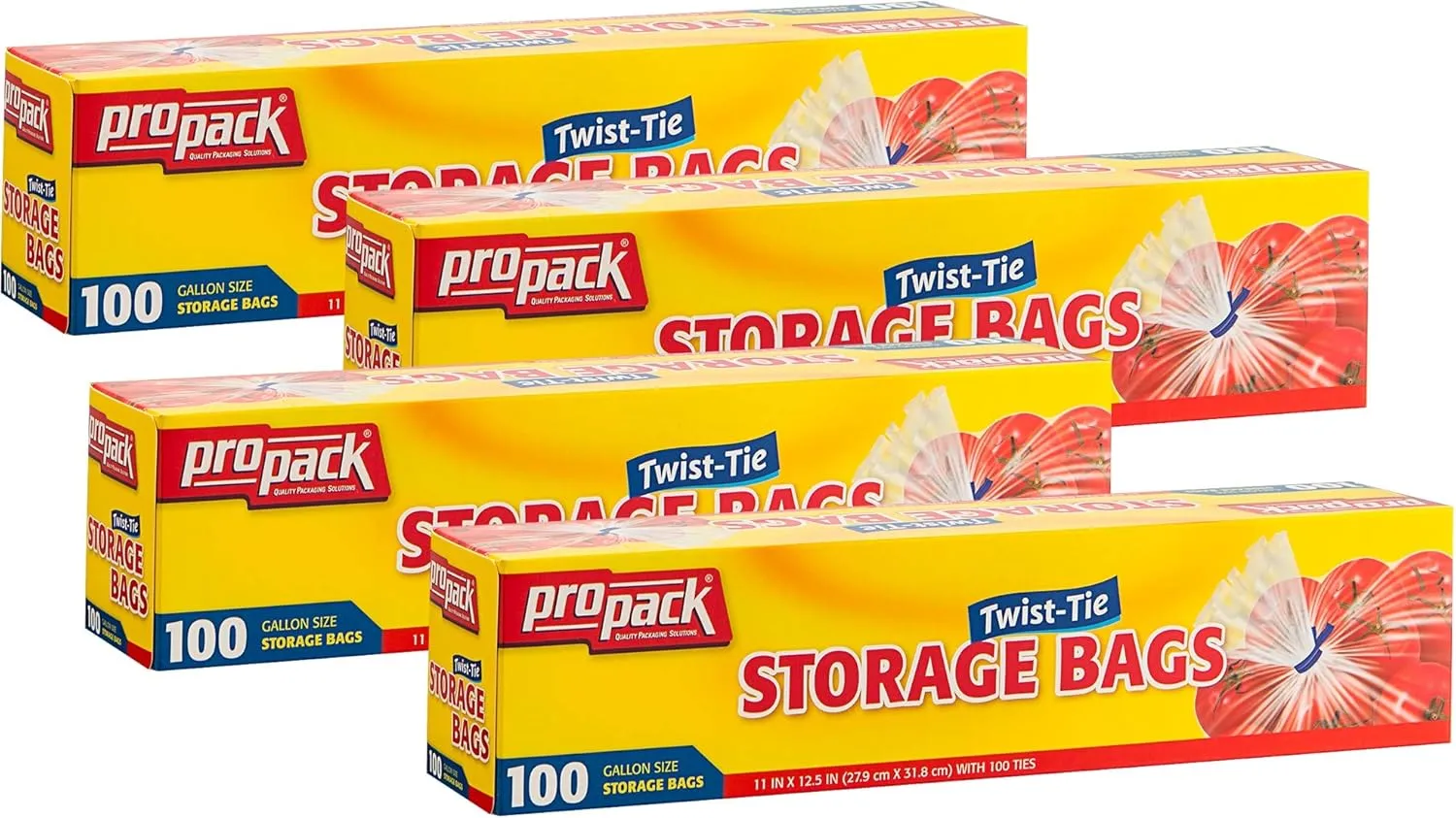 Disposable Plastic Storage Bags with Original Twist Tie, 1 Gallon Size, 400 Bags, Great for Home, Office, Vacation, Traveling, Sandwich, Fruits, Nuts, Cake, Cookies, Or Any Snacks (4 Packs)