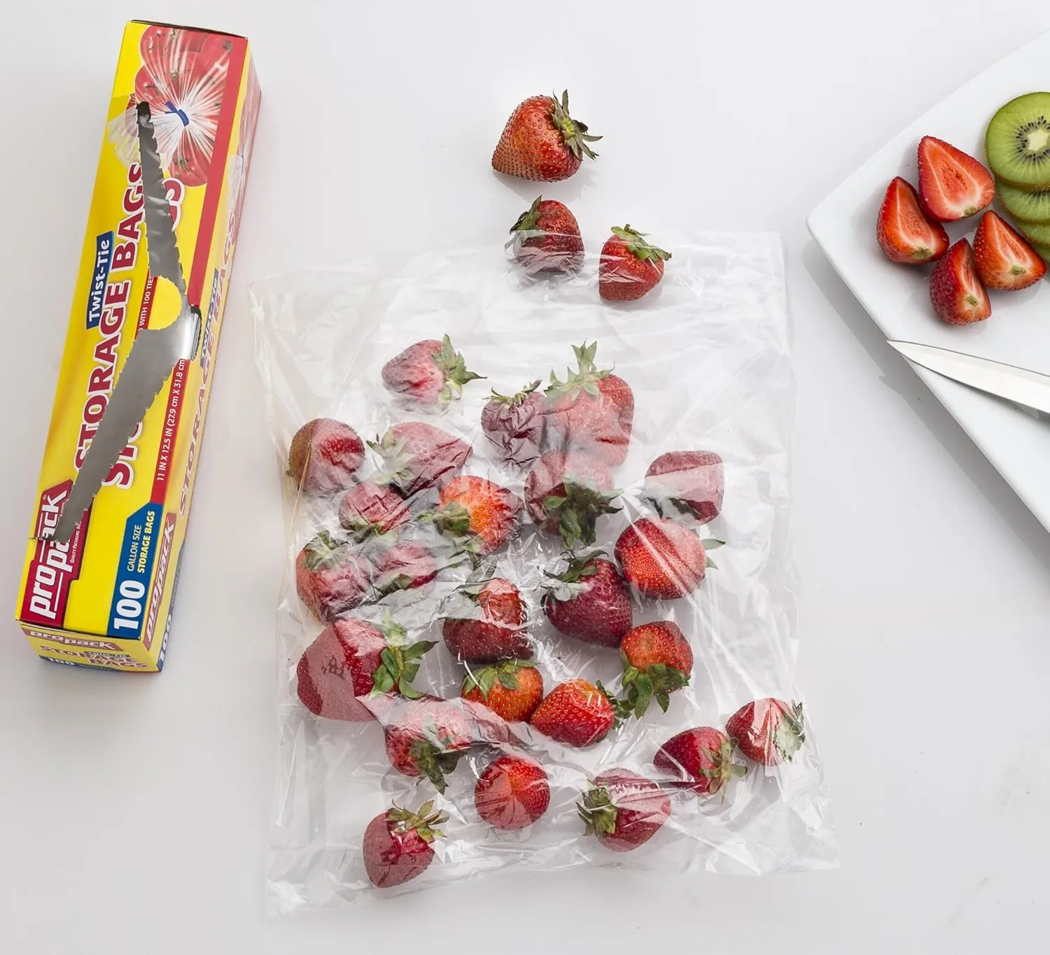 Disposable Plastic Storage Bags with Original Twist Tie, 1 Gallon Size, 400 Bags, Great for Home, Office, Vacation, Traveling, Sandwich, Fruits, Nuts, Cake, Cookies, Or Any Snacks (4 Packs)