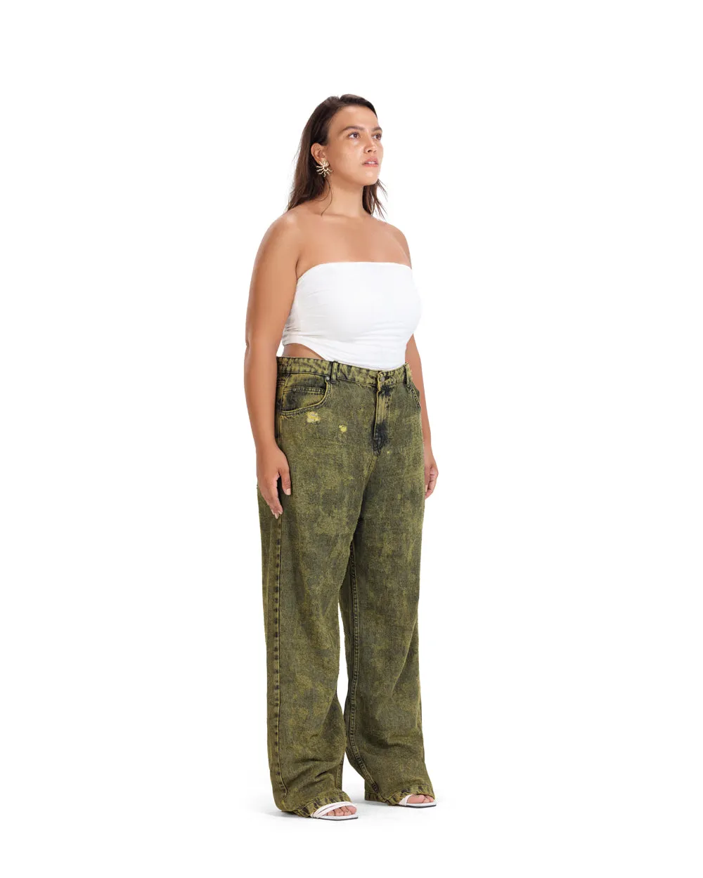 Distressed Denim - Olive