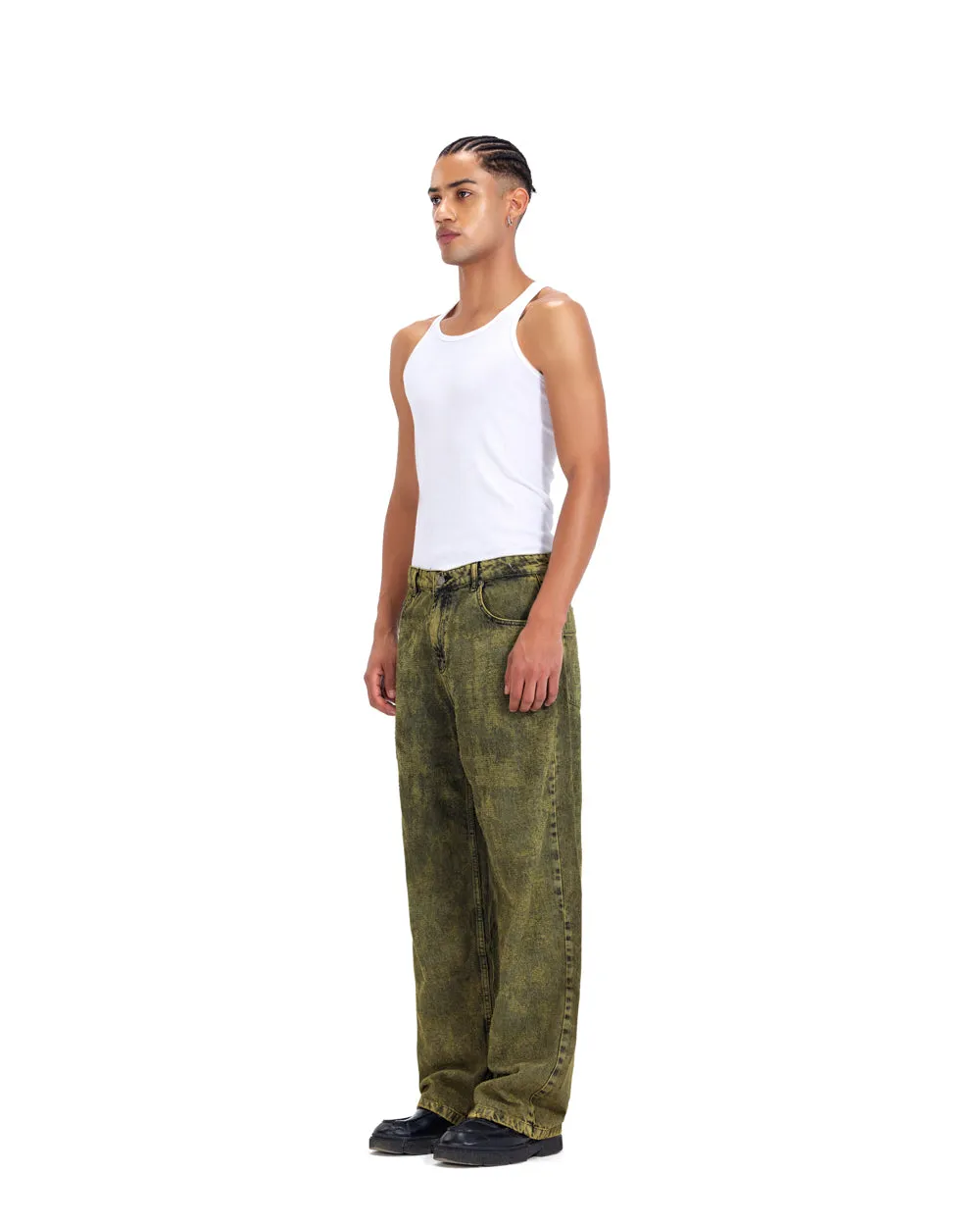 Distressed Denim - Olive