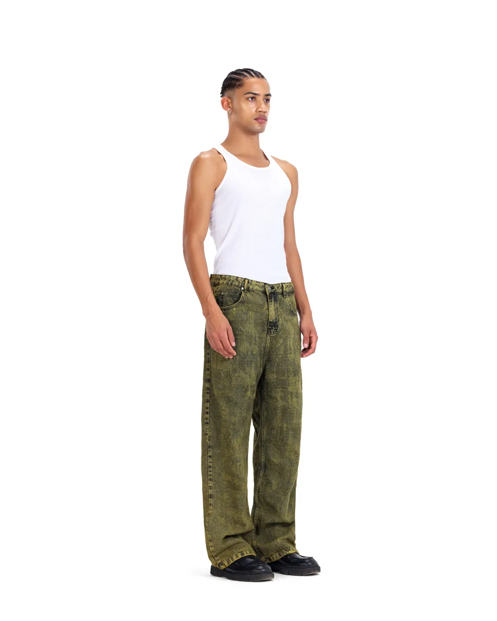 Distressed Denim - Olive
