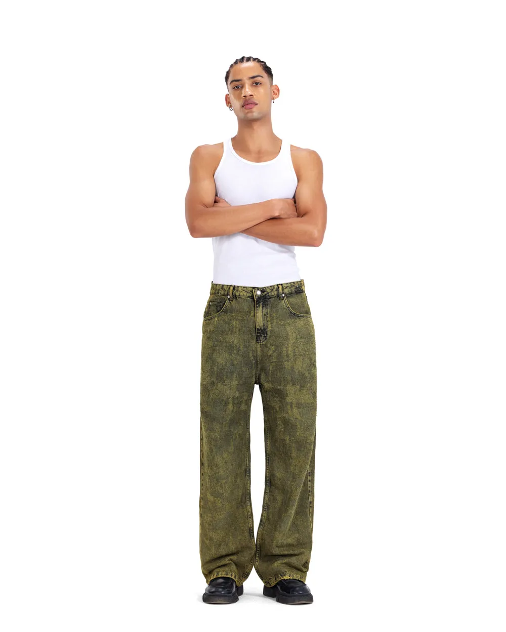 Distressed Denim - Olive