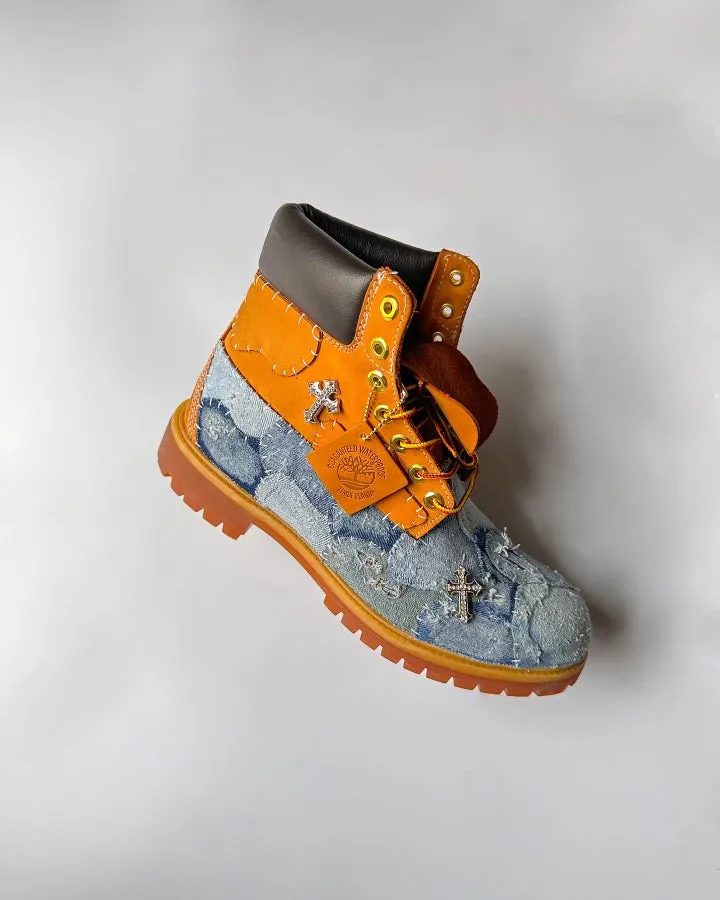 Distressed Nappy Denim Boots