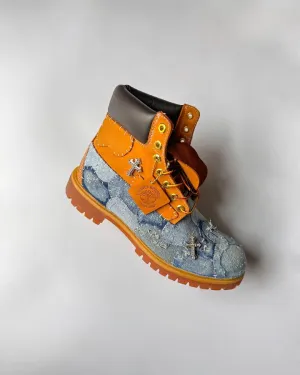 Distressed Nappy Denim Boots
