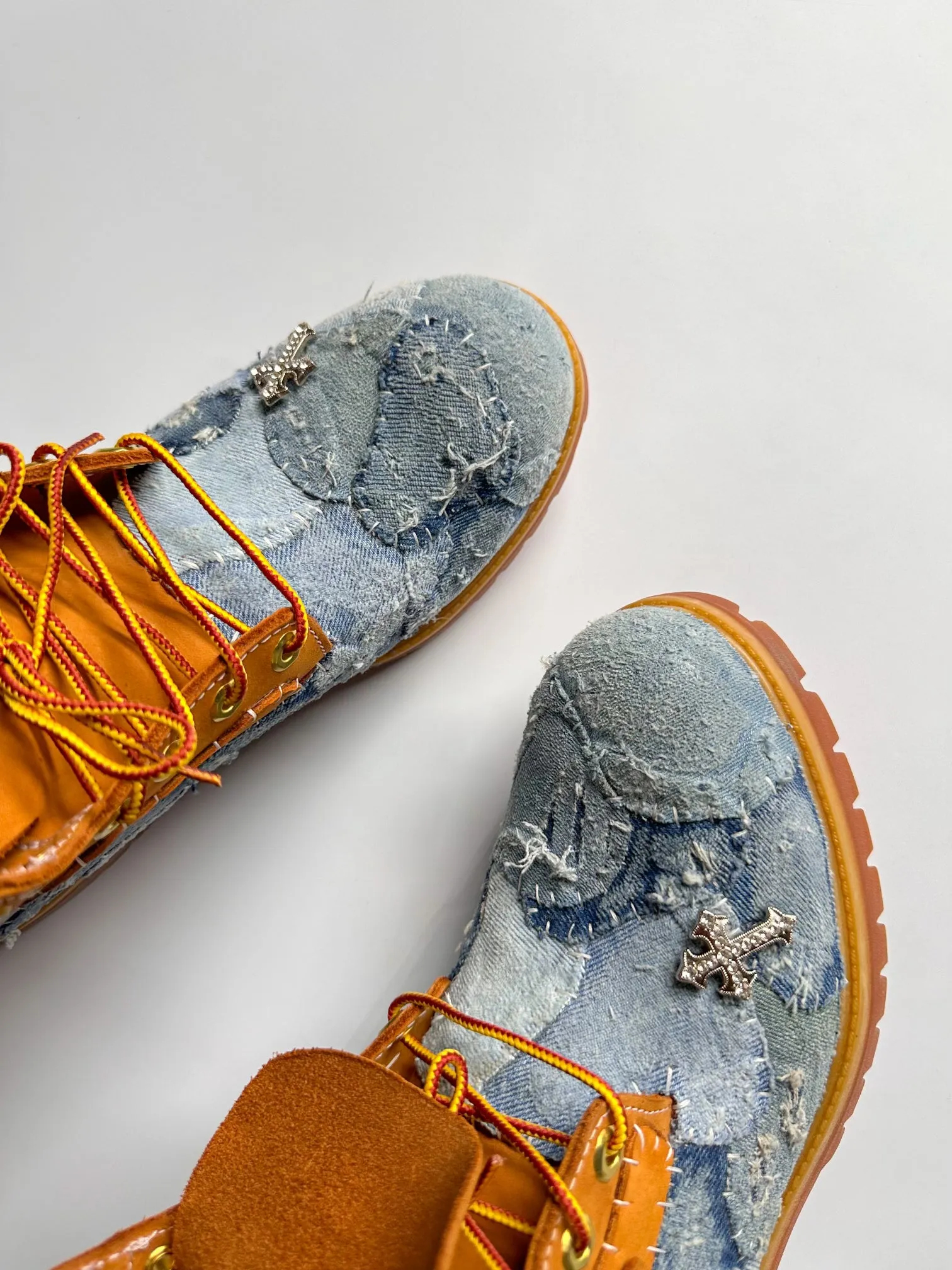Distressed Nappy Denim Boots
