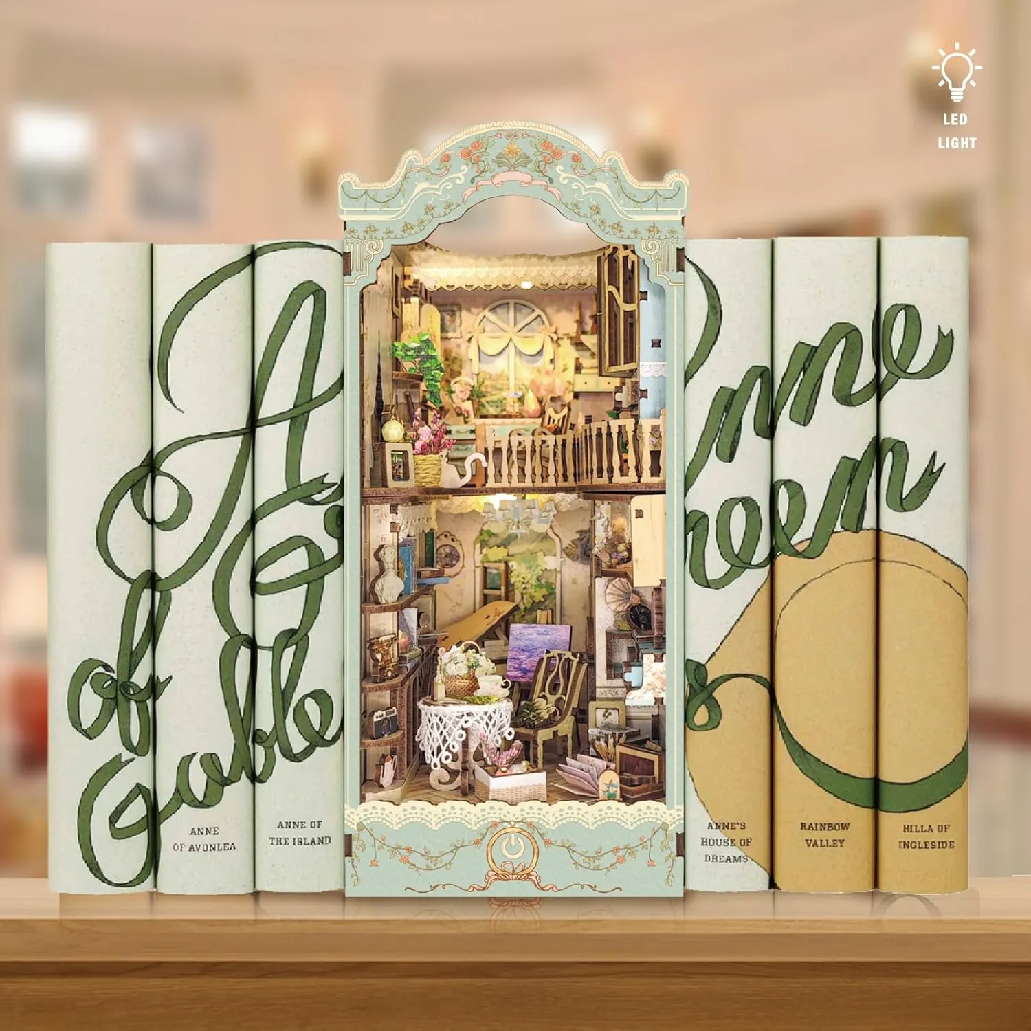 DIY Book Nook Kit Wooden Decorative Bookend Stand Model 3D Miniature House Kit for Adults - Pastoral Diary BookNooks (SQ-09)