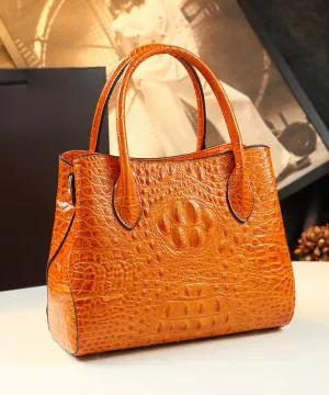 DIY Orange Large Capacity Solid Durable Women Handbags