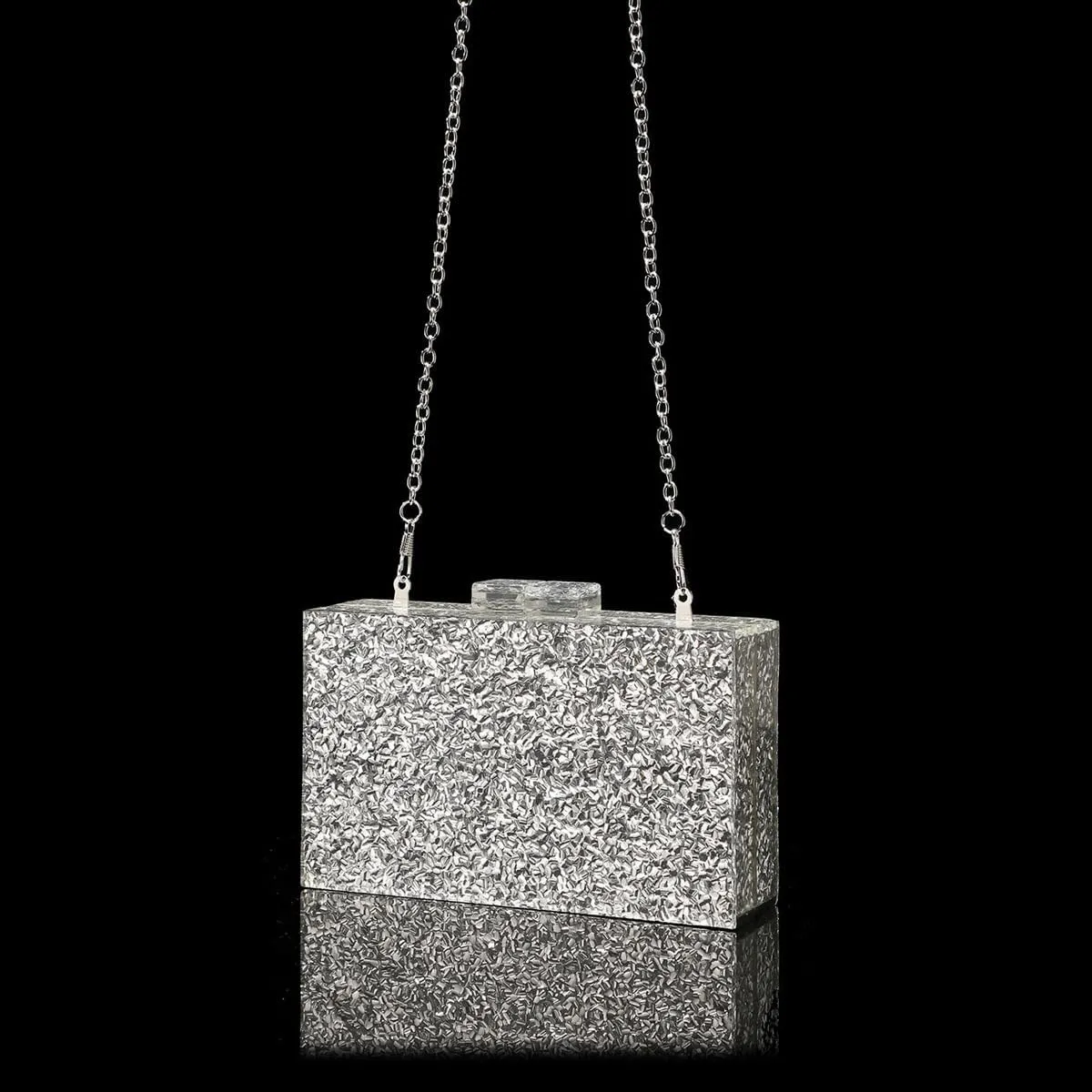 DJBM Women Marbling Box Clutch Bag Fashion Shiny Acrylic Chain Shoulder Purse for Evening Dinner