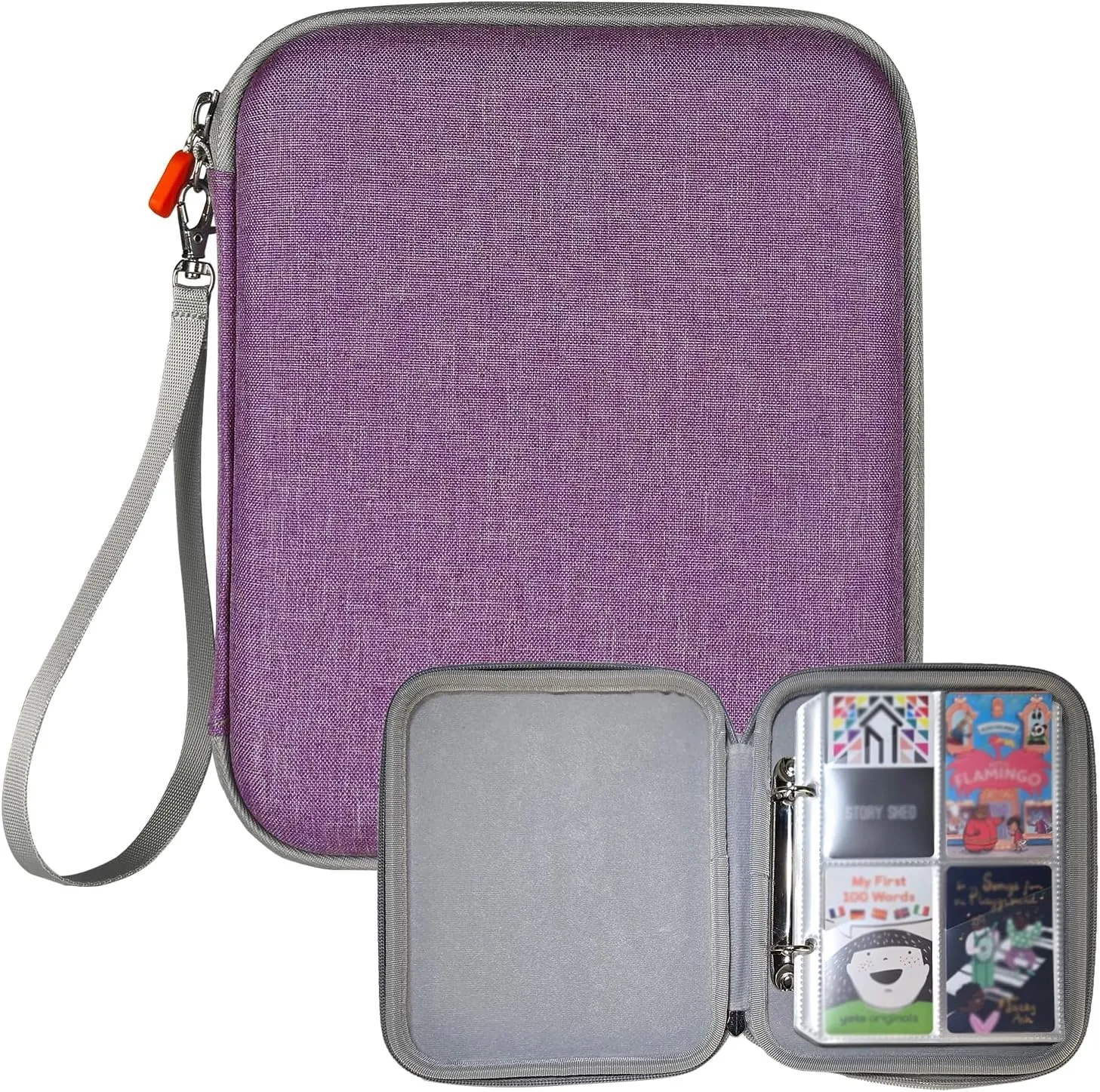 Dmoicols Portable Yoto Card Holder - 80 Pockets Zippered card binder Storage Case with Carry Strap, Organizer for Yoto Player/Audiobook/Story Cards, Travel-Friendly Kids' Card Album(Purple)