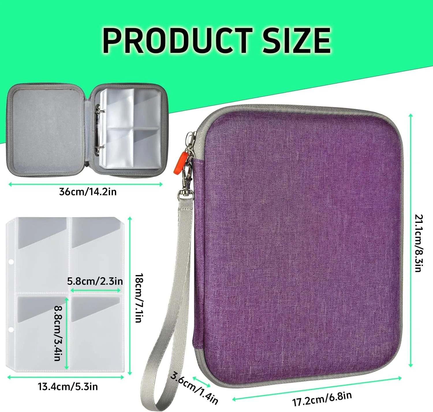 Dmoicols Portable Yoto Card Holder - 80 Pockets Zippered card binder Storage Case with Carry Strap, Organizer for Yoto Player/Audiobook/Story Cards, Travel-Friendly Kids' Card Album(Purple)