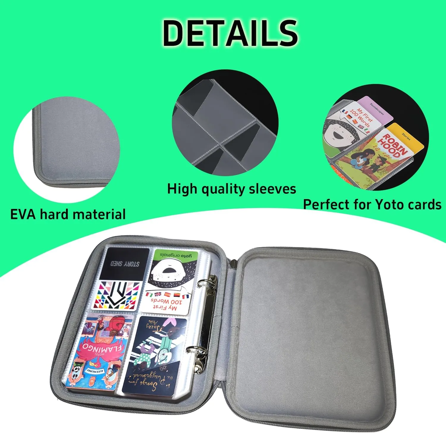 Dmoicols Portable Yoto Card Holder - 80 Pockets Zippered card binder Storage Case with Carry Strap, Organizer for Yoto Player/Audiobook/Story Cards, Travel-Friendly Kids' Card Album(Purple)