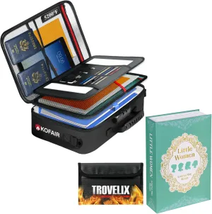 Document Bag with Multi-layer Compartments and Book Safe (LM) with Combination Lock