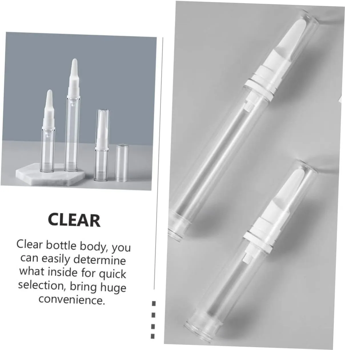 DOITOOL 3sets 10ml Empty Airless Pump Bottles Eye Containers Lotion Dispensers for Travel Daily Use 8pcs*3