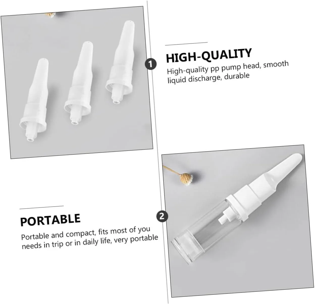 DOITOOL 3sets 10ml Empty Airless Pump Bottles Eye Containers Lotion Dispensers for Travel Daily Use 8pcs*3