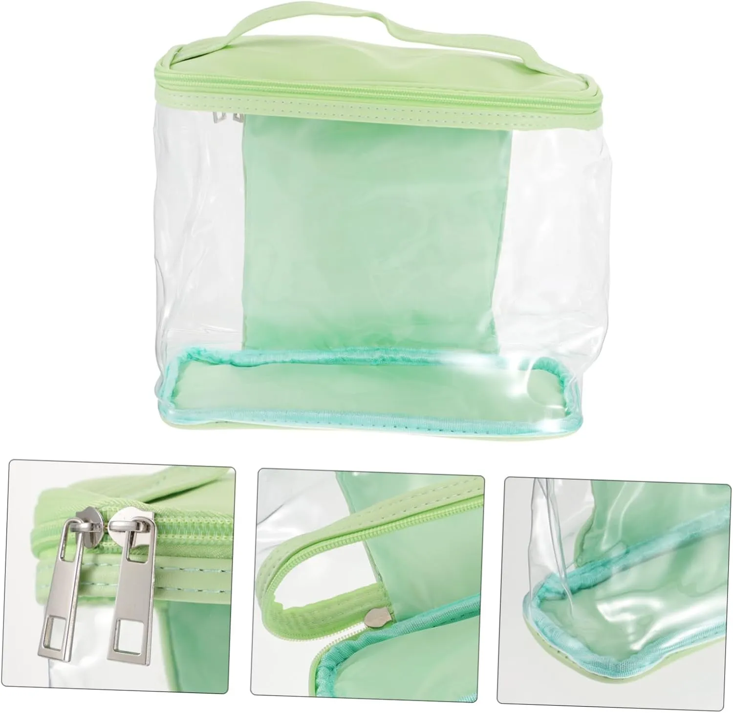 DOITOOL Transparent Cosmetic Bag with Zipper Makeup Box Travel, Green, medium