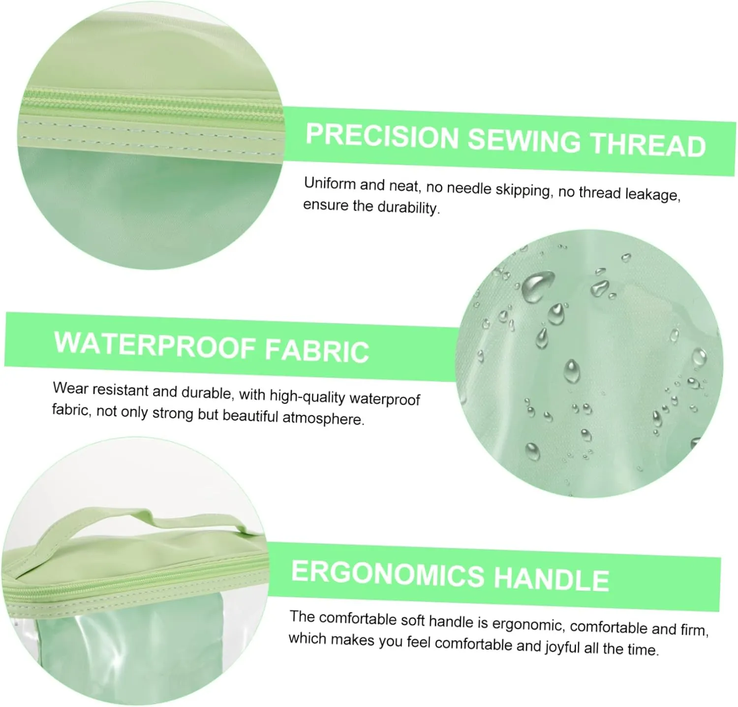 DOITOOL Transparent Cosmetic Bag with Zipper Makeup Box Travel, Green, medium