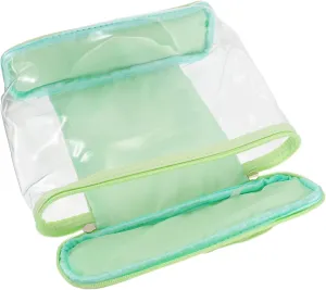 DOITOOL Transparent Cosmetic Bag with Zipper Makeup Box Travel, Green, medium