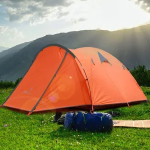 Dome Camping-Tents Windproof Family Tent Portable Waterproof Tents Ventilated Mesh Windows for Camping Hiking Outdoor Activities Orange