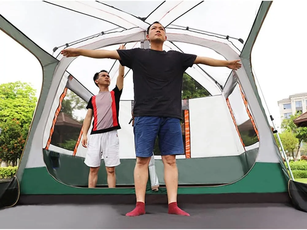 Dome Tent with Porch Automatic Pop Up Tent Sun Shelter Easy Set Up Double Layer Family Camping Tents with Carrying Bag for Outdoor Camping, Fishing, BBQ
