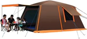 Dome Tent with Porch Automatic Pop Up Tent Sun Shelter Easy Set Up Double Layer Family Camping Tents with Carrying Bag for Outdoor Camping, Fishing, BBQ
