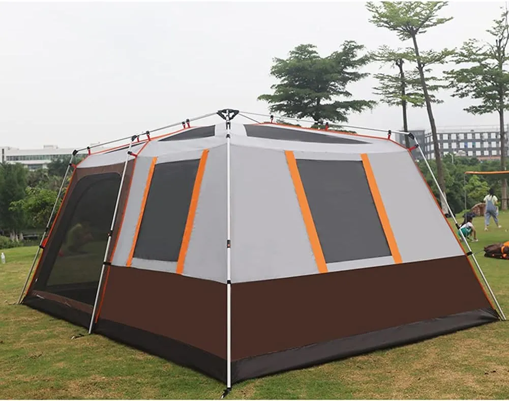 Dome Tent with Porch Automatic Pop Up Tent Sun Shelter Easy Set Up Double Layer Family Camping Tents with Carrying Bag for Outdoor Camping, Fishing, BBQ