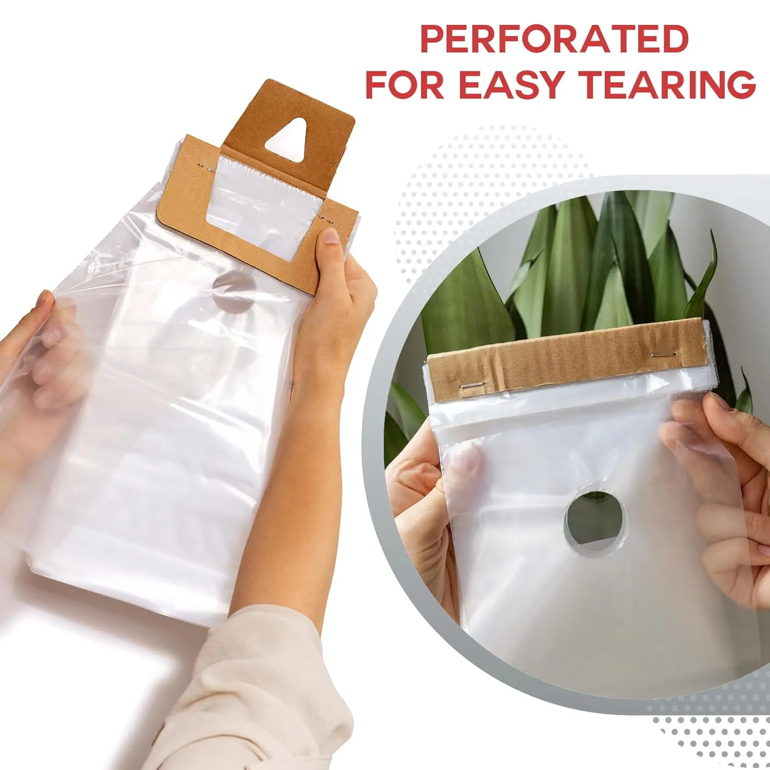 Door Hanger Bags 6” x 12” - Waterproof and Secure 100 Pack Perfect Display for Your Advertisement Plastic Door Hanger Bags