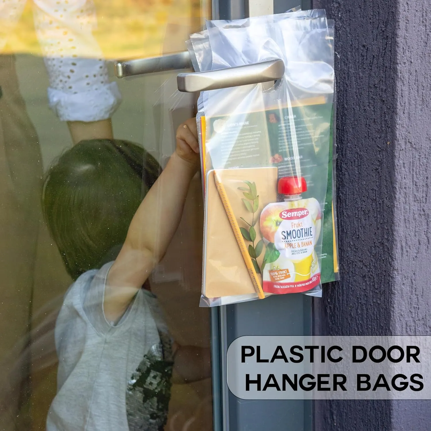 Door Hanger Bags 6” x 12” - Waterproof and Secure 100 Pack Perfect Display for Your Advertisement Plastic Door Hanger Bags