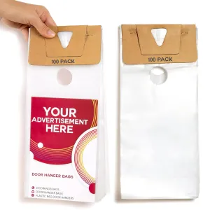Door Hanger Bags 6” x 12” - Waterproof and Secure 100 Pack Perfect Display for Your Advertisement Plastic Door Hanger Bags