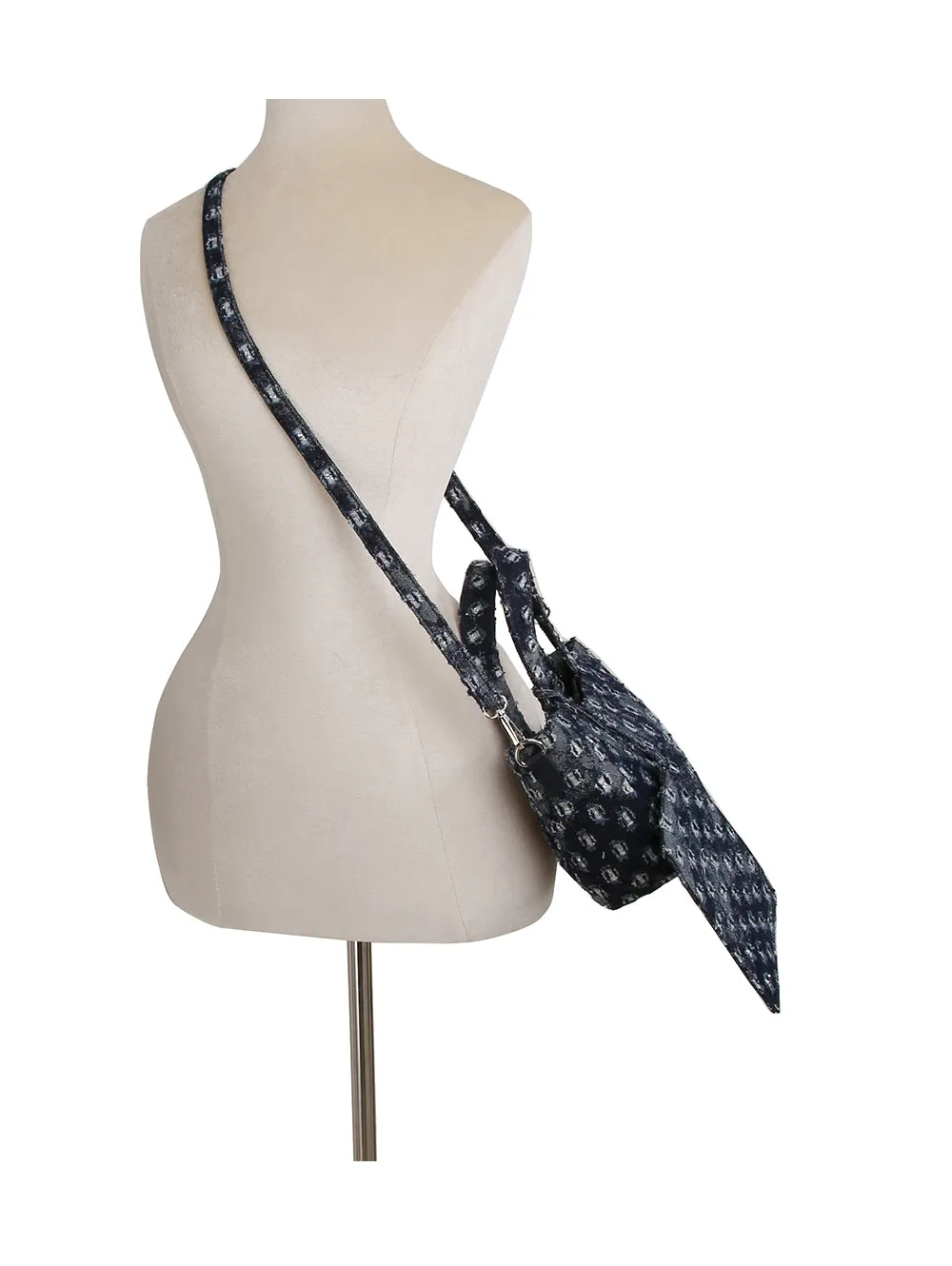 Dotted distressed denim tote and purse set