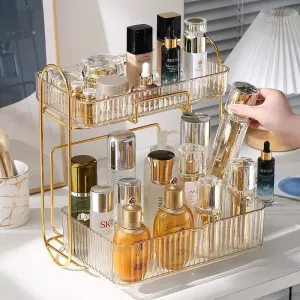 Double layer cosmetic organizer