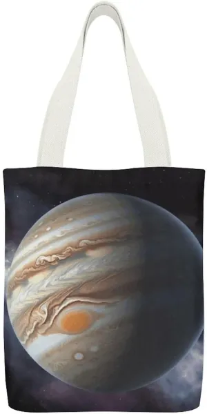 Double-sided Jupiter Landscape Printed Canvas Tote Bag, Printed Simple Tote Bag, Shoulder Tote Bag, Canvas Bag with Inner Pocket