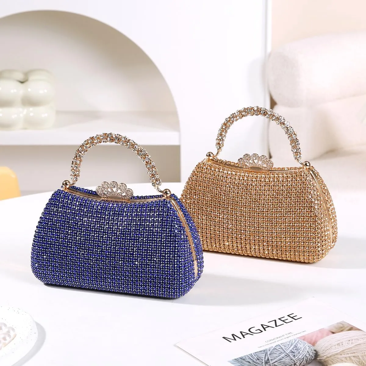 Dreubea Women's Beautiful Tote Evening Bag Fashion Shiny Rhinestone Clutch Handbag
