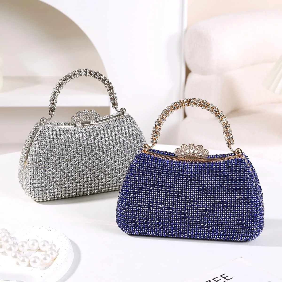 Dreubea Women's Beautiful Tote Evening Bag Fashion Shiny Rhinestone Clutch Handbag