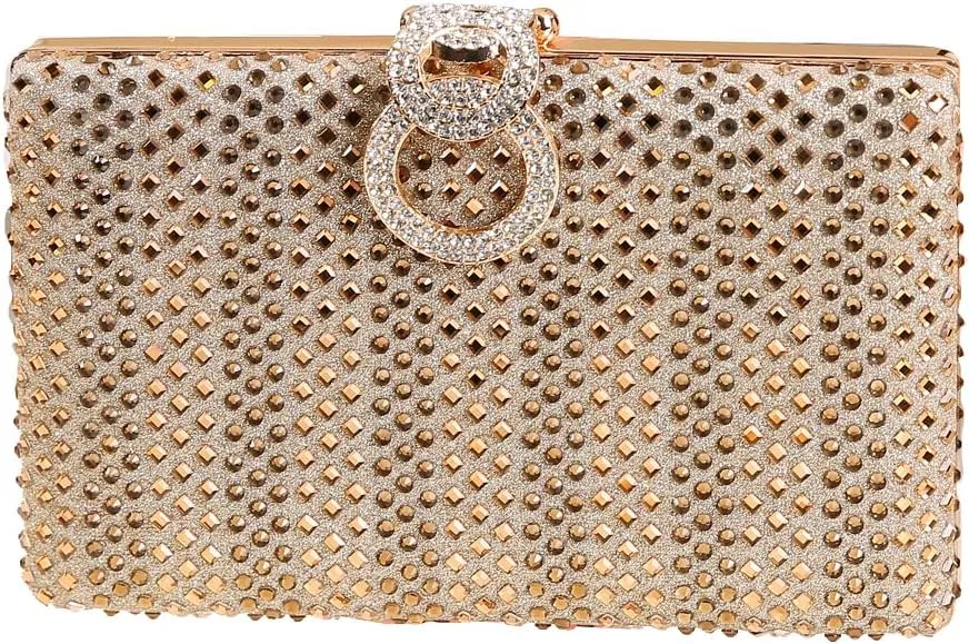 Dreubea Women's Fashion Rhinestone Evening Handbag Shiny Clutch Bag