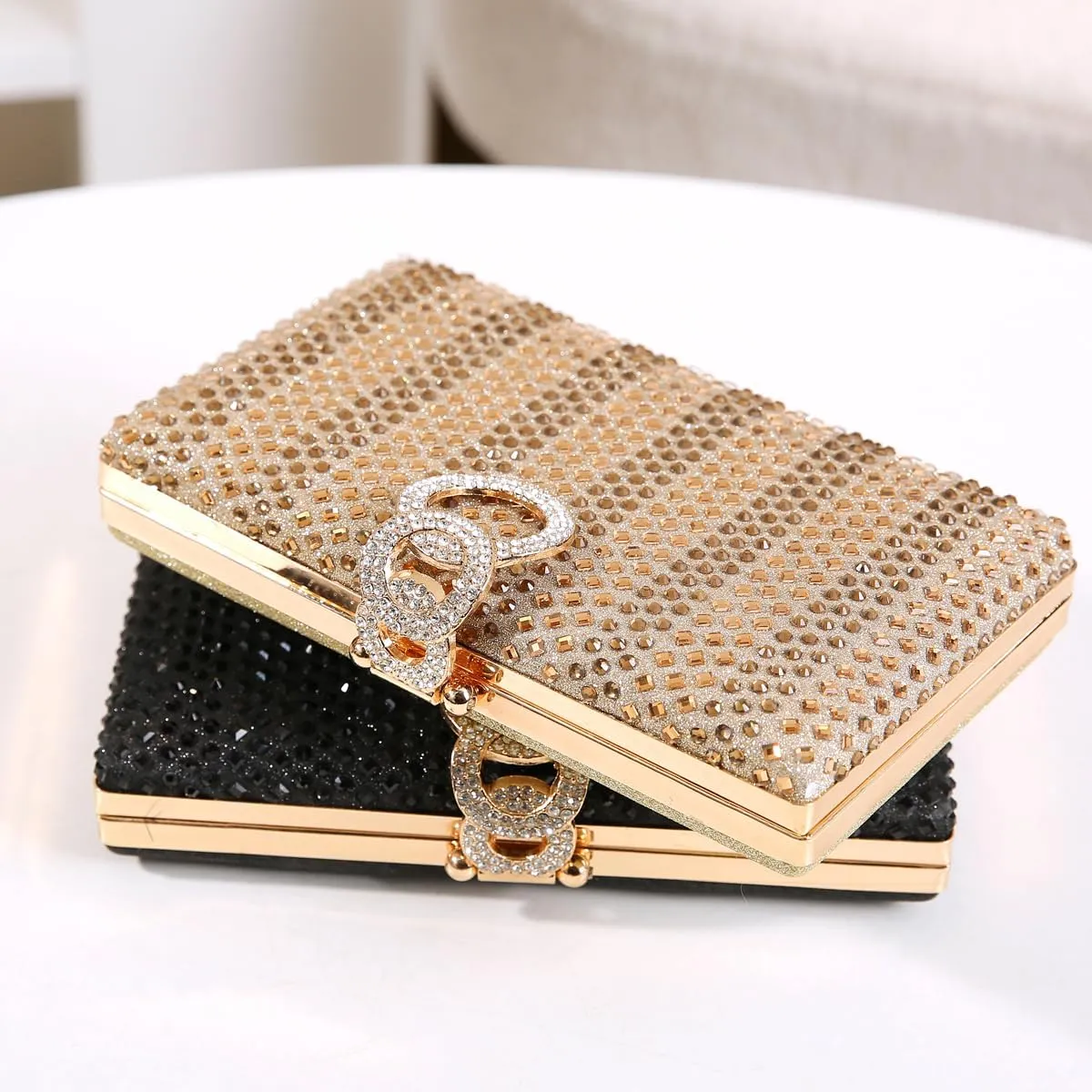 Dreubea Women's Fashion Rhinestone Evening Handbag Shiny Clutch Bag